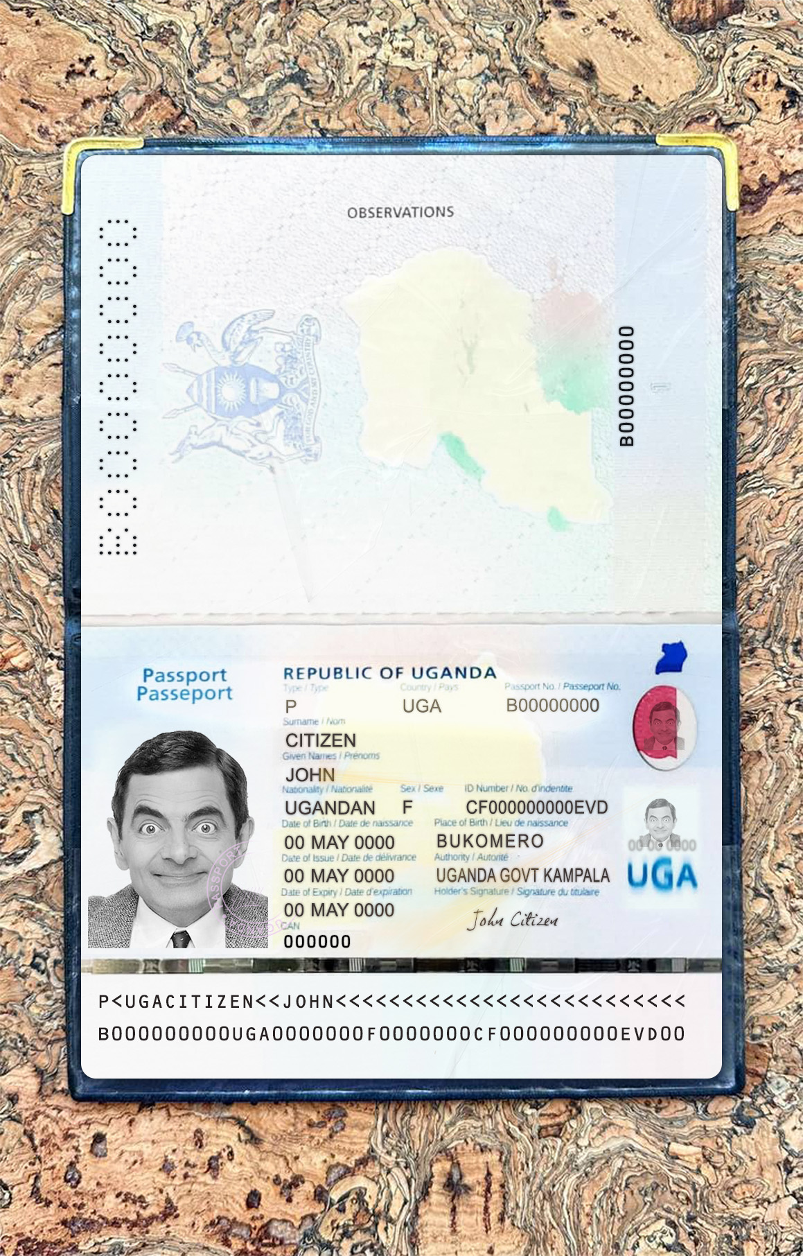 Uganda passport 2023 present photolook PSD template